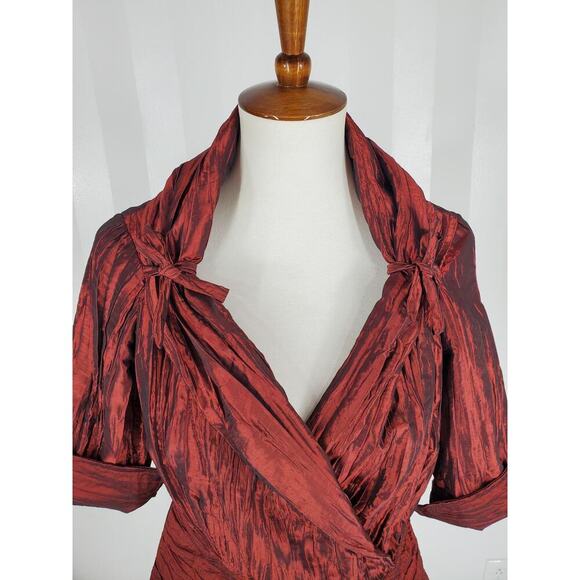 ESSENTIALS BY MILANO Women's Burgundy Rouched Blouse Sz M - Picture 5 of 10
